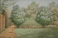 J T Burgess (19th/20thC). Garden scene with dog