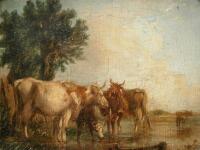 19thC British School. Cattle at river bank