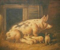 19th/20thC British School. Sow and piglets