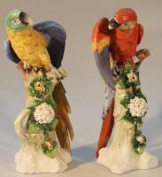 A pair of modern Sitzendorf figures of parrots