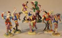 A modern Dresden porcelain piece Harlequin musicians set