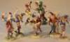 A modern Dresden porcelain piece Harlequin musicians set