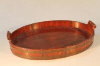 A 19thC mahogany coopered tray