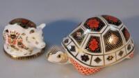 A Royal Crown Derby miniature paperweight of a pig