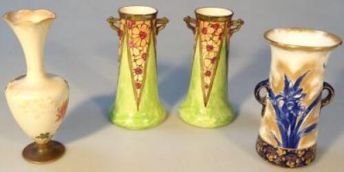 A pair of early 20thC Royal Doulton Art Nouveau design vases