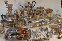 A large quantity of various silver plate