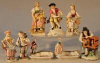 A quantity of various miniature and small Sitzendorf and other Continental figures