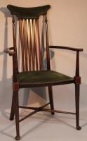 An Edwardian mahogany and boxwood strung occasional chair