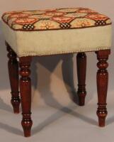 A late Victorian mahogany framed stool