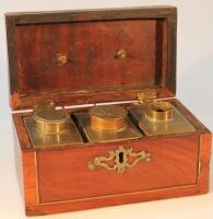 A 19thC mahogany and part inlaid tea caddy