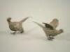 Two silver models of a cock and hen pheasant