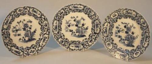 A set of three Meiji period Japanese blue and white plates