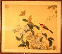 A set of six Japanese framed painted silks