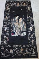 A Japanese Meiji period silk embroided wall hanging