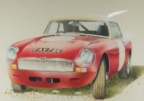 Martin T Rodgers. A watercolour painting of a mid 1960s MGB Roadster