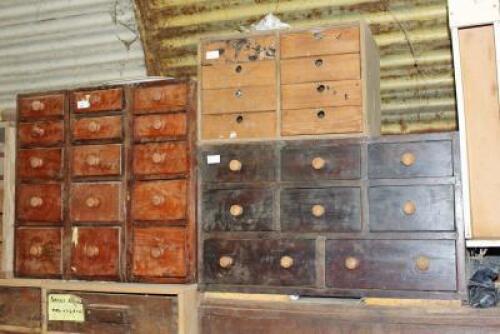 Three nests of drawers.