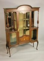 An Edwardian mahogany marquetry display cabinet