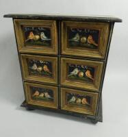 A Continental painted table top cabinet