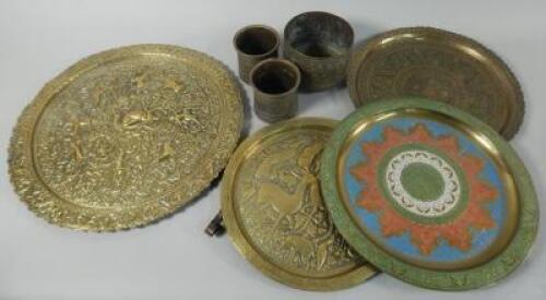 A collection of Indian and Persian style metalware