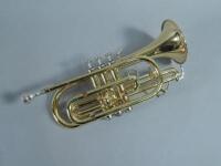 A Sonata brass cornet in fitted case etc.