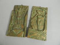 Two similar Art Deco style carved wall plaques