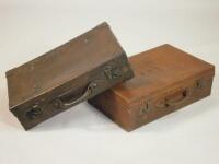 Two vintage style brown leather suitcases