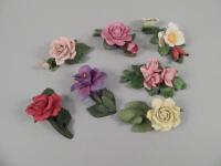 A collection of seven Capo Di Monte bisque porcelain roses