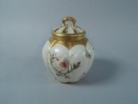 A Royal Worcester blush ivory ground pot pourri jar and cover