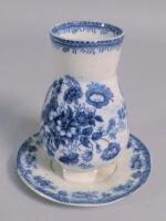 A Victorian Ashworths blue printed pastile burner