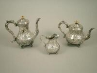 A Victorian silver plated part tea and coffee set.