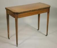 A late George III rosewood and satinwood cross banded card table