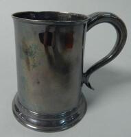 An early 19thC silver plated copper pint mug