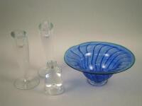 A blue and green studio glass bowl
