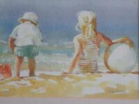 Gillian M Hobbs (20thC). Children on a beach