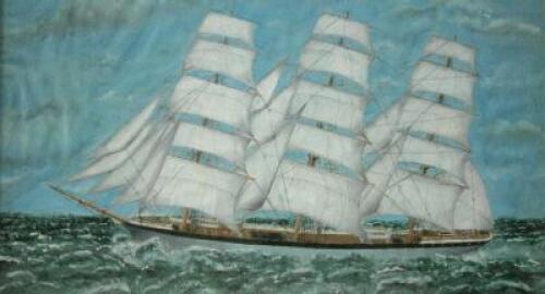 19thC School. Masted ship at sea