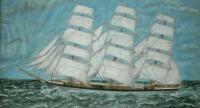 19thC School. Masted ship at sea