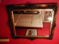 Rectangular wall mirror with similated oak and moulded frame