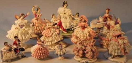 Twelve various crinoline figures