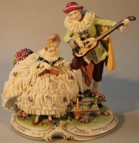 An Unter Bach porcelain courting couple group