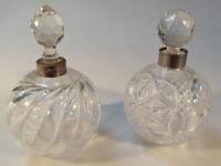 An Edwardian glass and silver perfume bottle