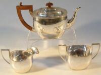 A George V three piece silver tea service