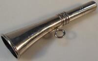 A silver plated hunting horn