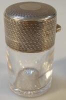 A George V silver and glass jar