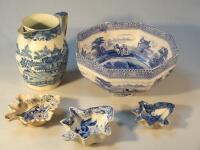 An early 19thC blue and white Pearlware jug