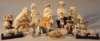 A quantity of English and Continental porcelain and pottery figures