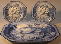 A pair of 19thC Brameld pottery blue and white plates