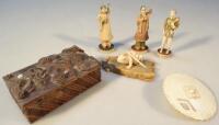 Three 19thC ivory figures