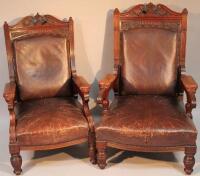 A pair of late 19thC armchairs