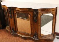 A 19thC serpentine fronted walnut credenza