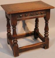 An oak Jacobean style jointed stool